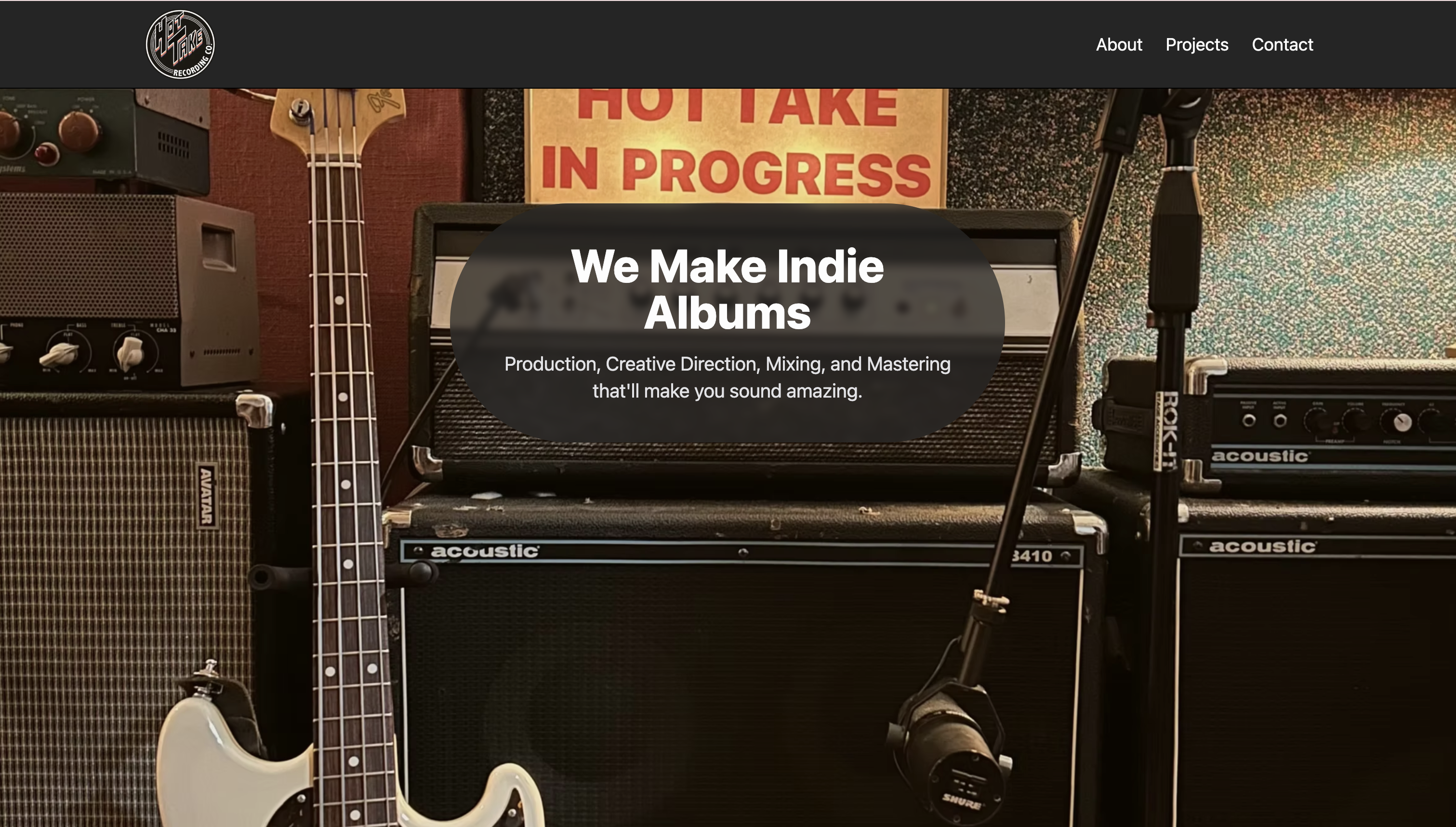 Hot Take Recording Co. user interface screenshot